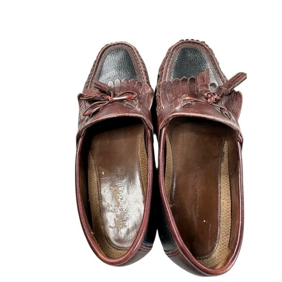 Johnston & Murphy Sz 8.5W Brown/Black Men's Leather Tassel Slip On Dress Loafers - Picture 8 of 9